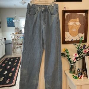 SHEIN Light Wash Wide Leg High-Rise Jeans